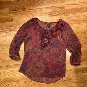 Women’s Ralph Lauren extra small 3/4 sleeve beautiful airy sheer top